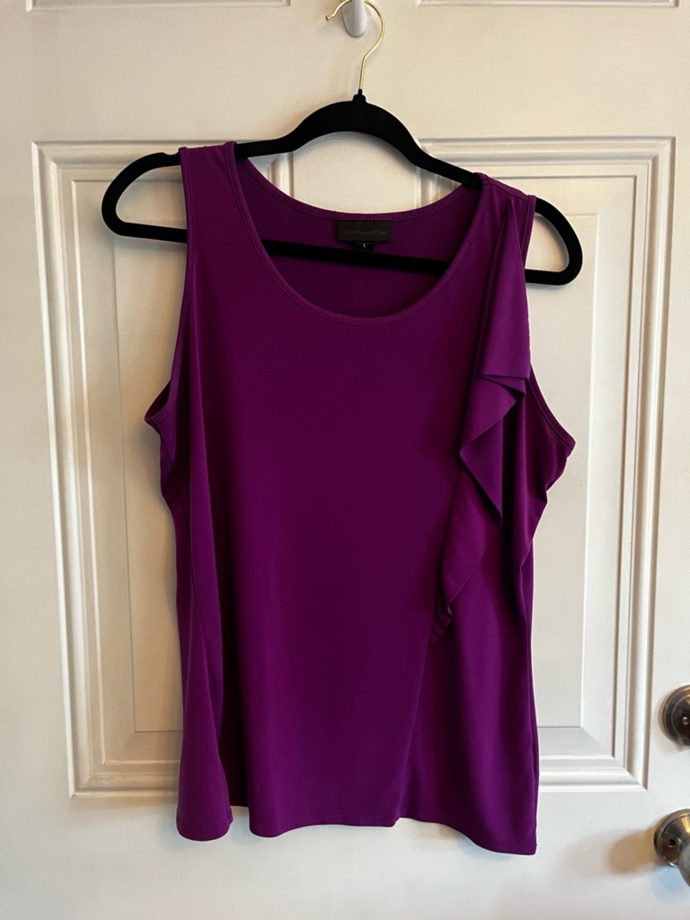 Sleeveless Ruffle Shell Top - Purple